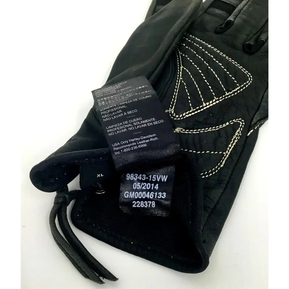 Harley-Davidson Leather Lace Up Riding Gloves Women's XL